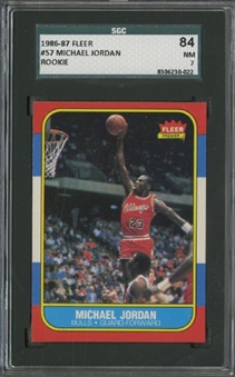 1986/87 Fleer #57 Michael Jordan Rookie Card - SGC 84 NM 7